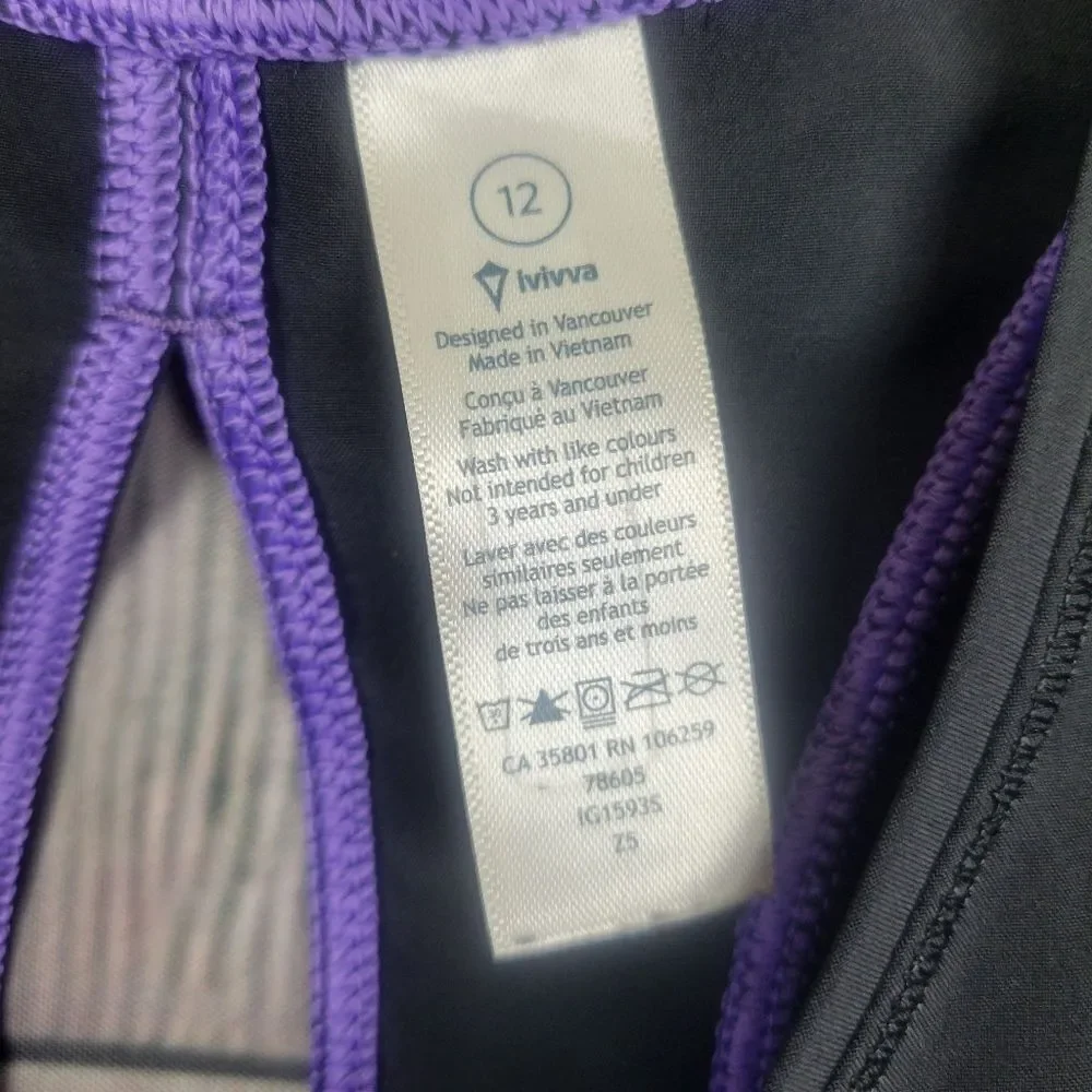 Ivivva Girls Black Racerback Tank Top Size 12